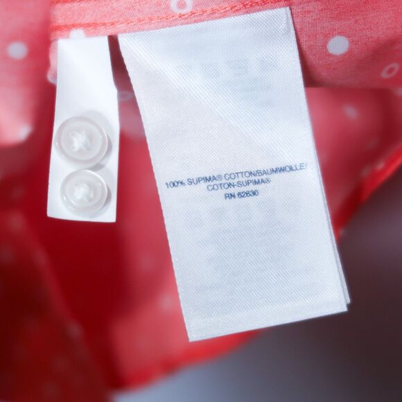 Lands' End Womens Supima Cotton Button Up Size 12T Coral White Polka Dots - Picture 7 of 7